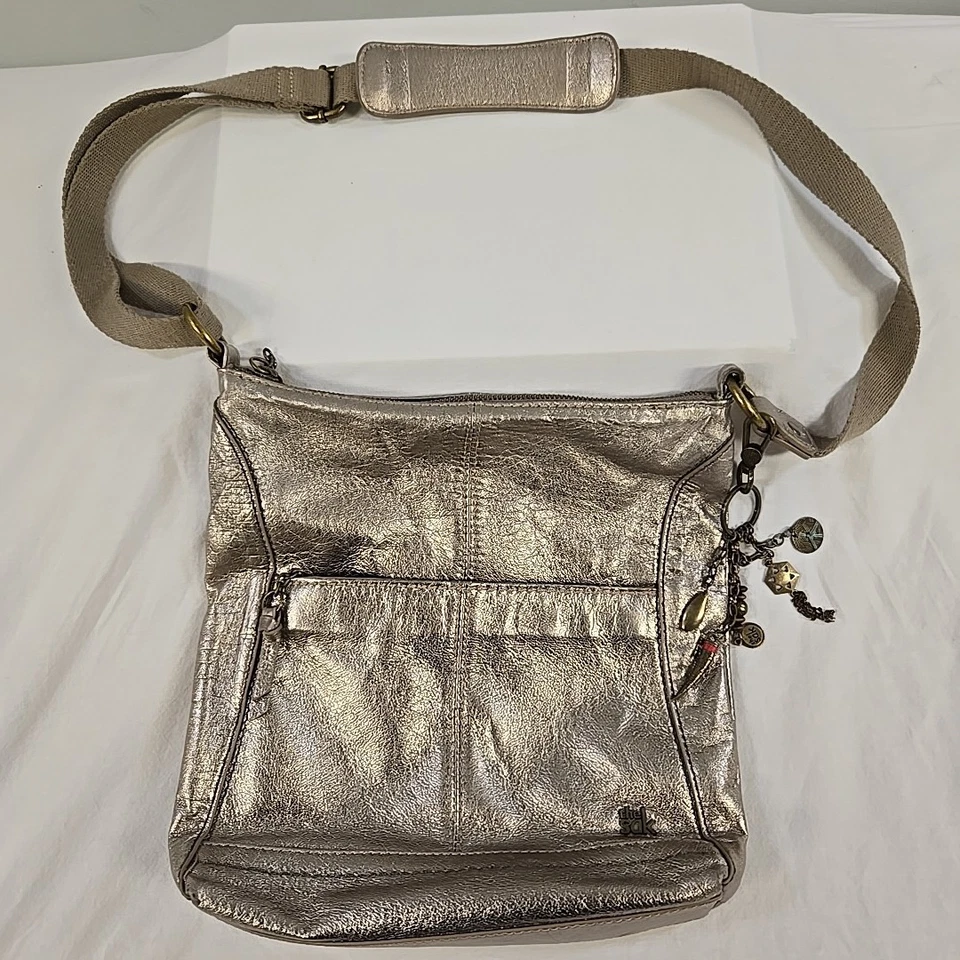 The Sak Lucia Leather Crossbody Messenger Bag Purse Metallic Crossbody - Image 2 of 4