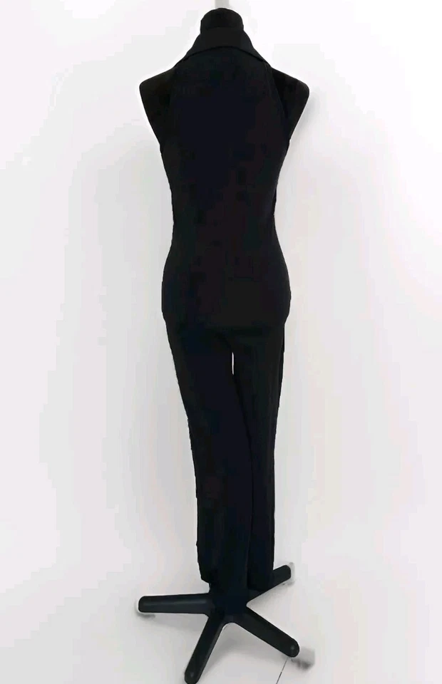 Vtg Trilogy Rampage Clothing Co Black Jumpsuit V-neck Collared FRONT ZIP Size M  - Изображение 3 из 4