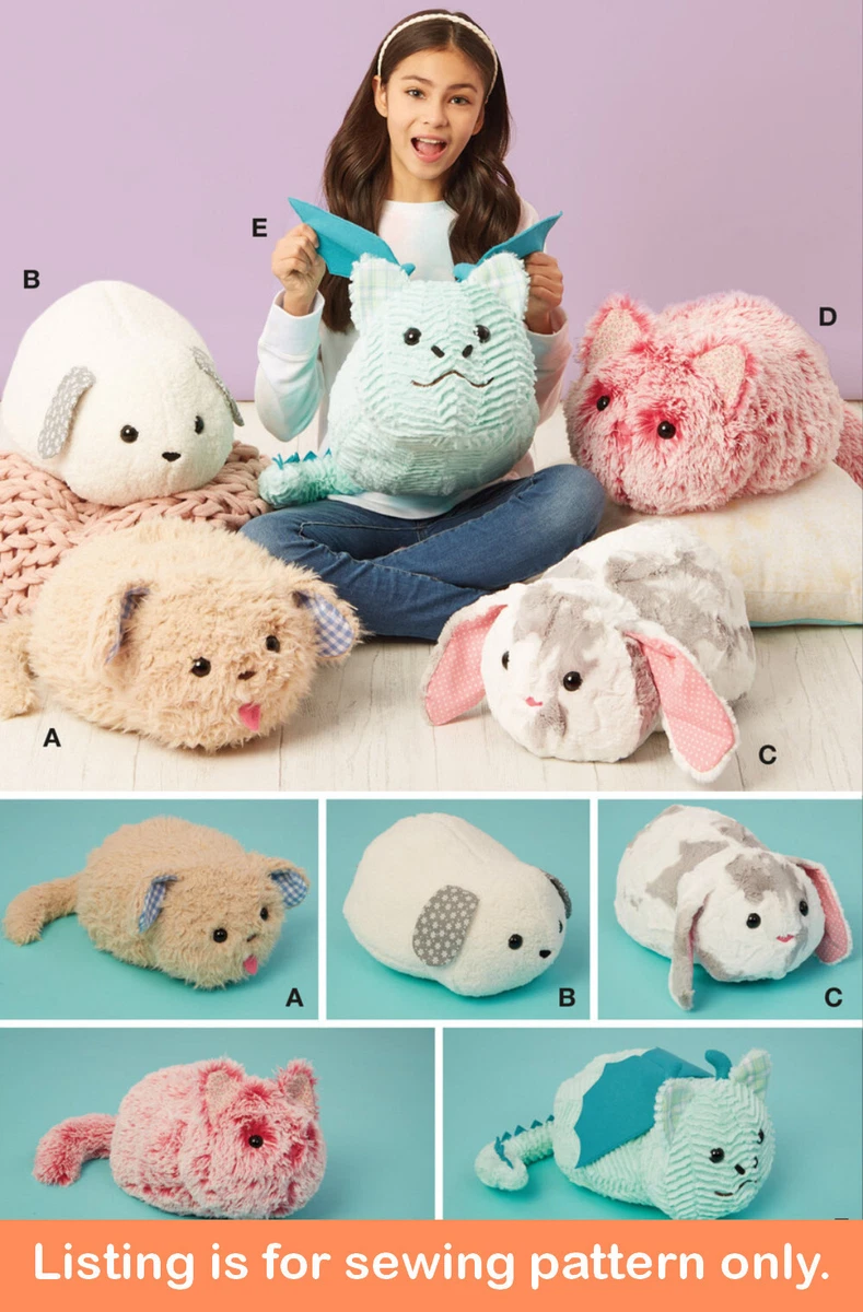 SEWING PATTERN Sew Stuffed Animal Soft Plush Toy Dragon Lamb Bunny Cat Dog  11497