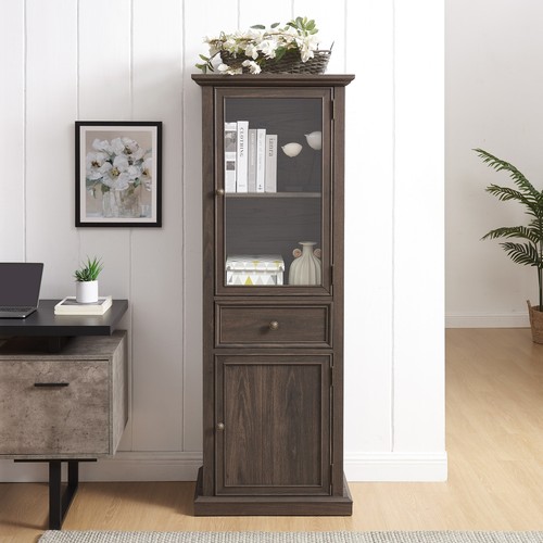 Tall Storage Cabinet with Glass Door and Shelves, Sideboard Cabinet with Drawer - Picture 5 of 19