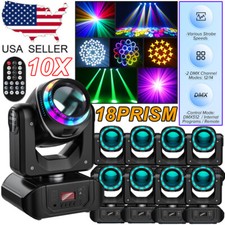 10PC 18Prism Moving Head Light LED DMX RGBW Gobo Beam Stage Lighting Disco Party