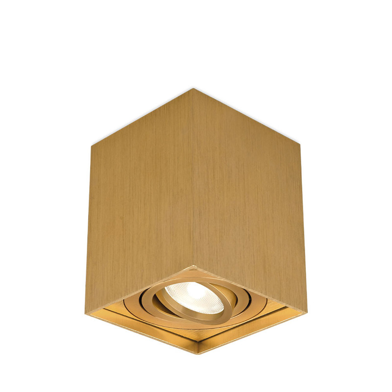 Plafonnier alu GAMA-8010F géométrique carré GU10 doré en finition brossée luxe