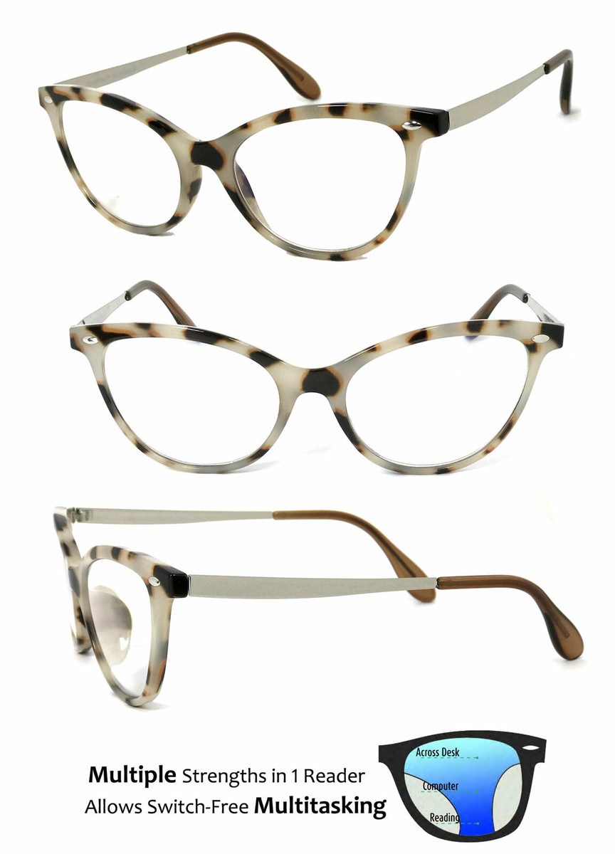 Multi Focus Progressive Reading Glasses 3 Powers In 1 Reader Cat Eye Black 1.00 - Foto 13