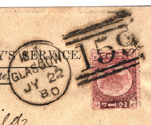GB HALFPENNY Placa 19 PERFIL TRANSPARENTE Cubierta Glasgow Cat £55+ 1/2d Rojo 1880 15.7 - Imagen 4 de 9