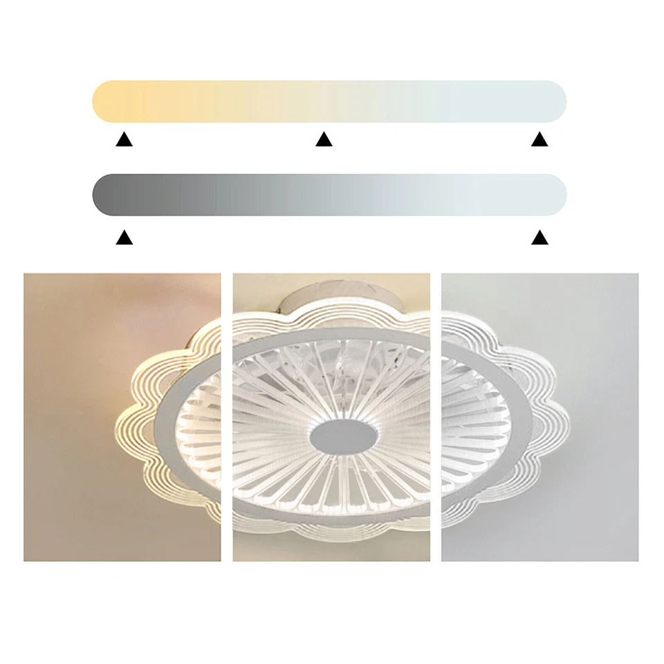 19.7" LED Ceiling Fan Light w/Remote Control Chandelier Lamp Fan Ceiling 3 Color - Image 3 of 4