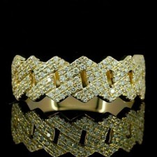 2 Ct Round Cut Simulated Diamond Men's Wedding Band Ring 14k Yellow Gold Plated