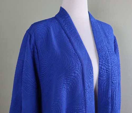 IC BY CONNIE K NWT $175 Solid Blue Textured Stretch Kimono Jacket Top Size 2X - Picture 3 of 6