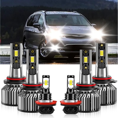 For Chrysler Pacifica 2017-2020 Combo LED Headlight High Low+Fog light Bulbs Kit