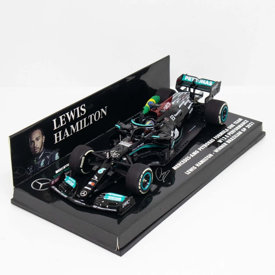 Model Car 1:43 Minichamps F1 Mercedes W12 Hamilton Winner Brazilian GP 2021 - Image 4 of 4