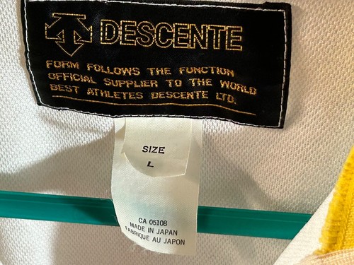 Vintage DESCENTE Cycling Bicycle Jersey Short Sleeve JAPAN Yellow Purple Large - Picture 2 of 9