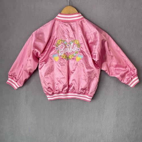 Vtg Barbie Coat Girls Size 6 Embroidered Windbreaker 1997 Satin Snap Button 90 - Picture 2 of 13