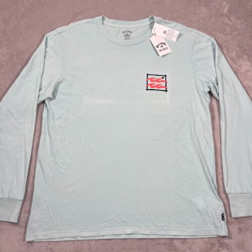 Billabong Shirt Mens Size XL Extra Large Light Blue Puffy Print Wave Washed