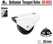 Kastenrolle Tischrolle Möbelrollen 8 x Ø 30mm Kunststoff Schw. BS-Rollen Germany