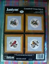 1994 JANLYNN FOUR SONGBIRDS CROSS STITCH KIT NEW SEALED 80-255 MATS INCLUDED