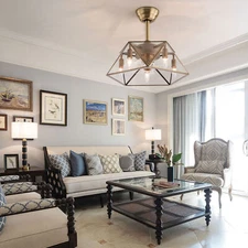 18" Caged Ceiling Fan Light Adjustable Speed For Living Room W/ Remote Control 