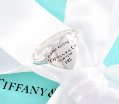 Size 5.5 Please Return To Tiffany & Co Silver Heart Signet Ring in