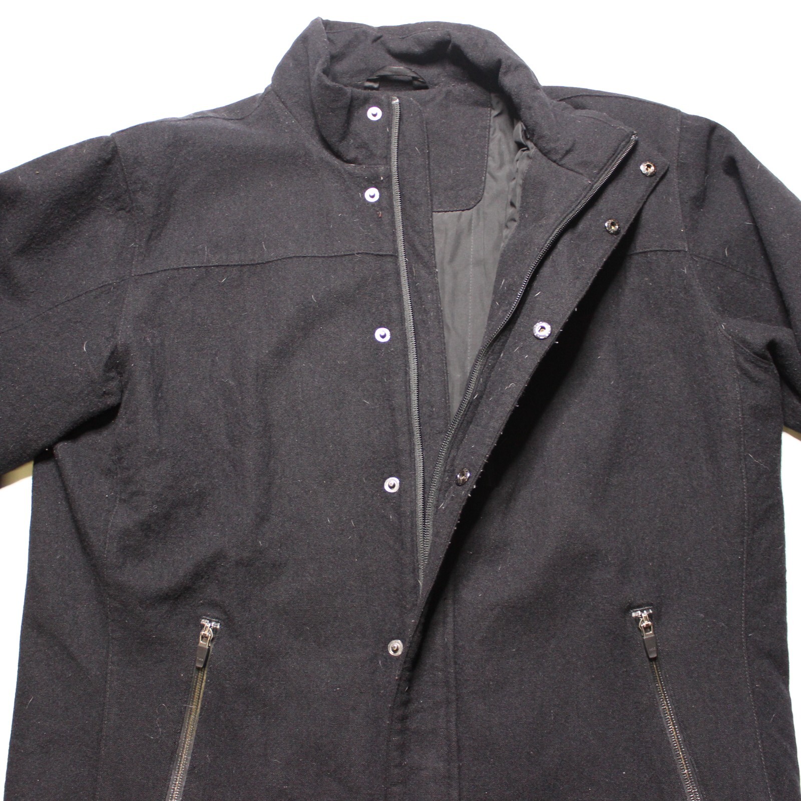 The North Face Wool Black Full Zip Coat Jacket Large Men’s Insulated Peacoat