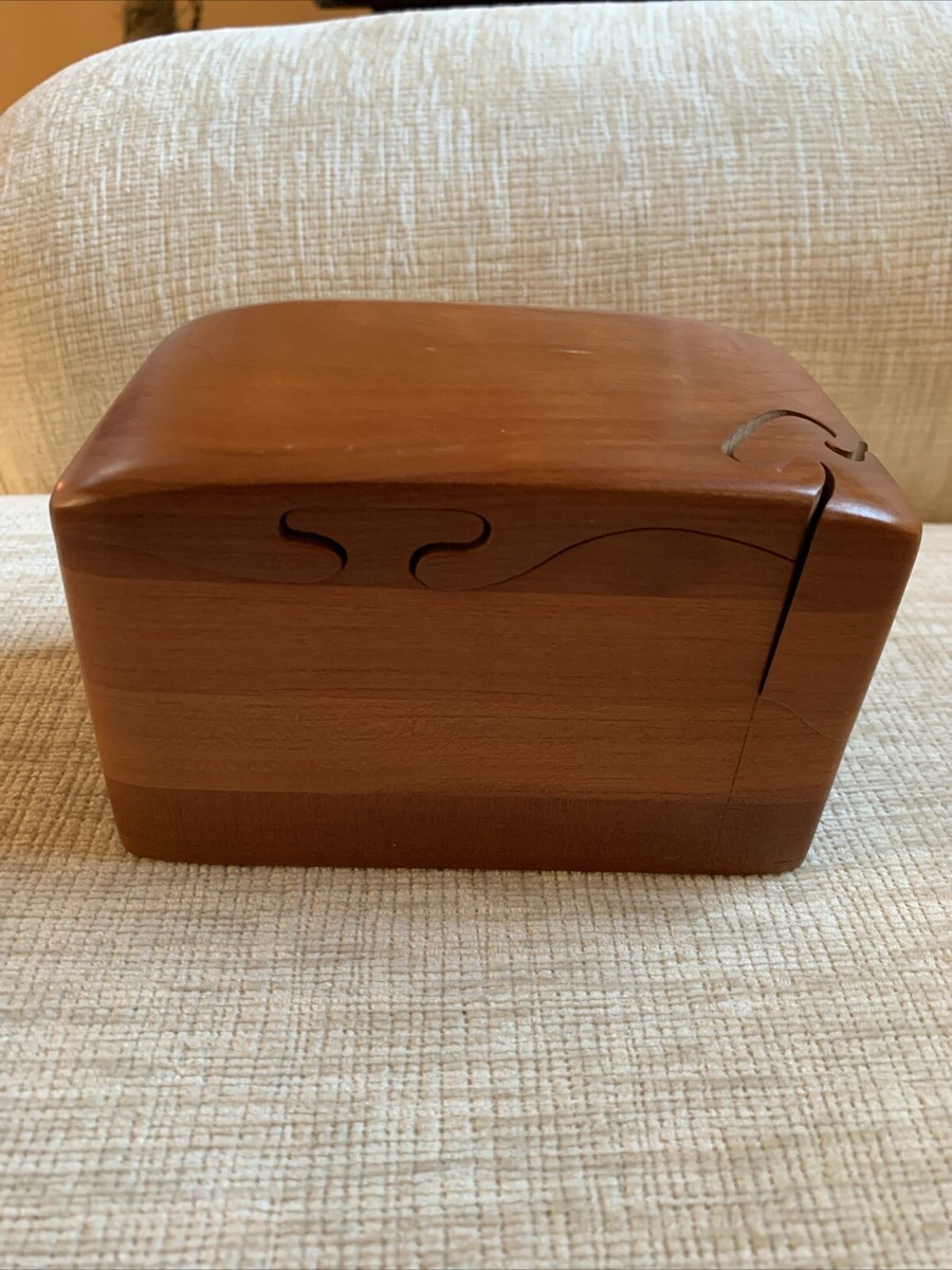 Vintage Hand Crafted Signed Dave Ross 4 Piece Cherry Wooden Puzzle