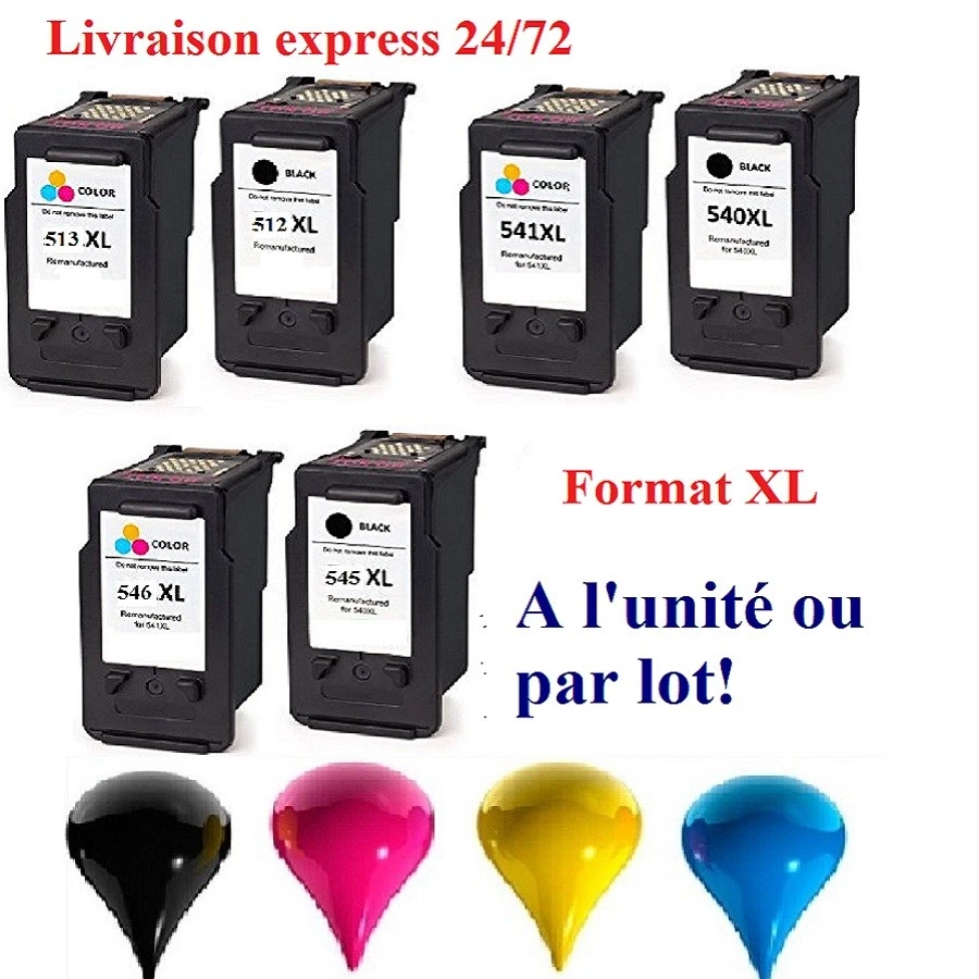 Cartouches encre compatibles Canon PG512 CL513 PG540 CL541 PG545 CL546 XL 48H! - Photo 1/1