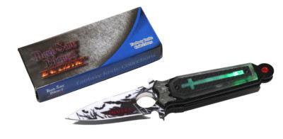 Dark Side Blades Taschenmesser Jagdmesser Dracula Style Griff mit LED Green