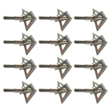 12Pcs Silver Broadheads 100 Gr 4 Blade Crossbow Stainless steel Hunting Tips