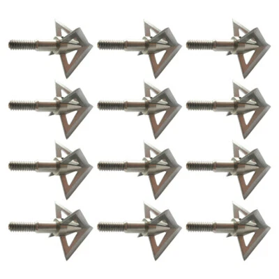 SOSOSHOOT 12Pcs Silver Broadheads 100 Gr 4 Blade Crossbow Stainless steel Hunting Tips