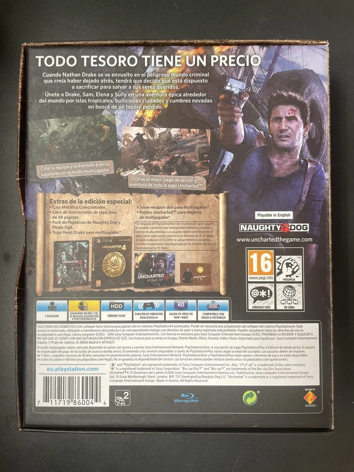 UNCHARTED 4 EDICION ESPECIAL - PLAYSTATION 4 PS4 PLAY STATION - PAL ESPAÑA, foto 2 de 4