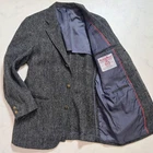 J.PRESS Harris Tweed Blazer Jacket Mens L Gray Herringbone Ivy Style Sport Coat