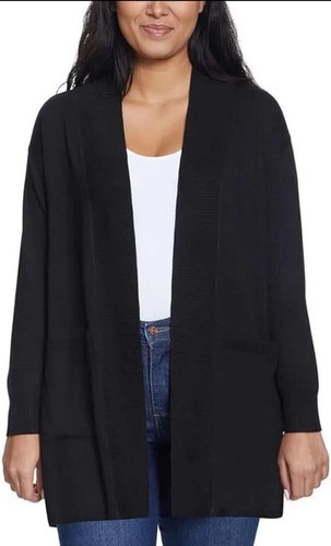 Gloria Vanderbilt Cardigan Sweater Small Black Women's Open Front Relaxed Black