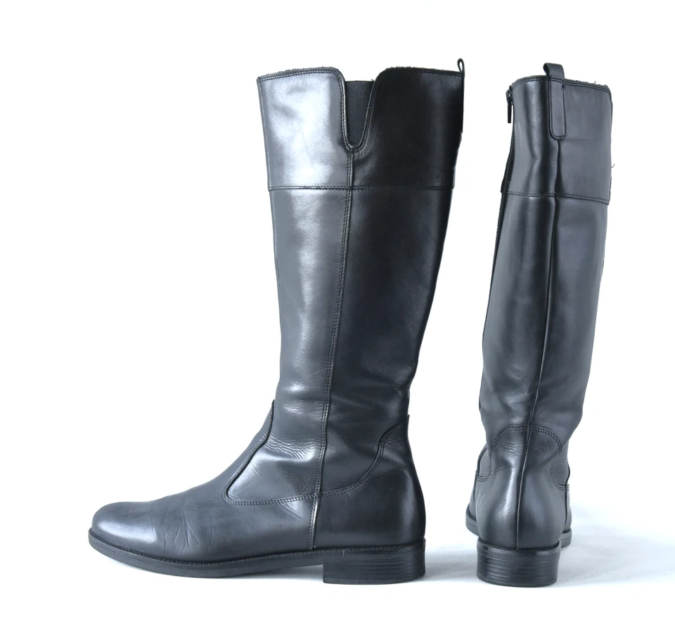 TAMARIS Lederstiefel Damen Schwarz Flach Reißverschluss Hoher Schaft Gr. 41 - Bild 2 von 4