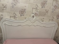 French Ornate Style White 4ft6 Double Size Shabby Chic Freestanding Headboard