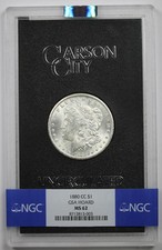 1880-CC Morgan Dollar $1 MS 62 NGC GSA Hoard Box and COA