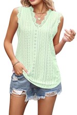 Edles Jacquard-Tanktop für Damen mit Spitzenapplikationen, Ärmellos, Einfar3631