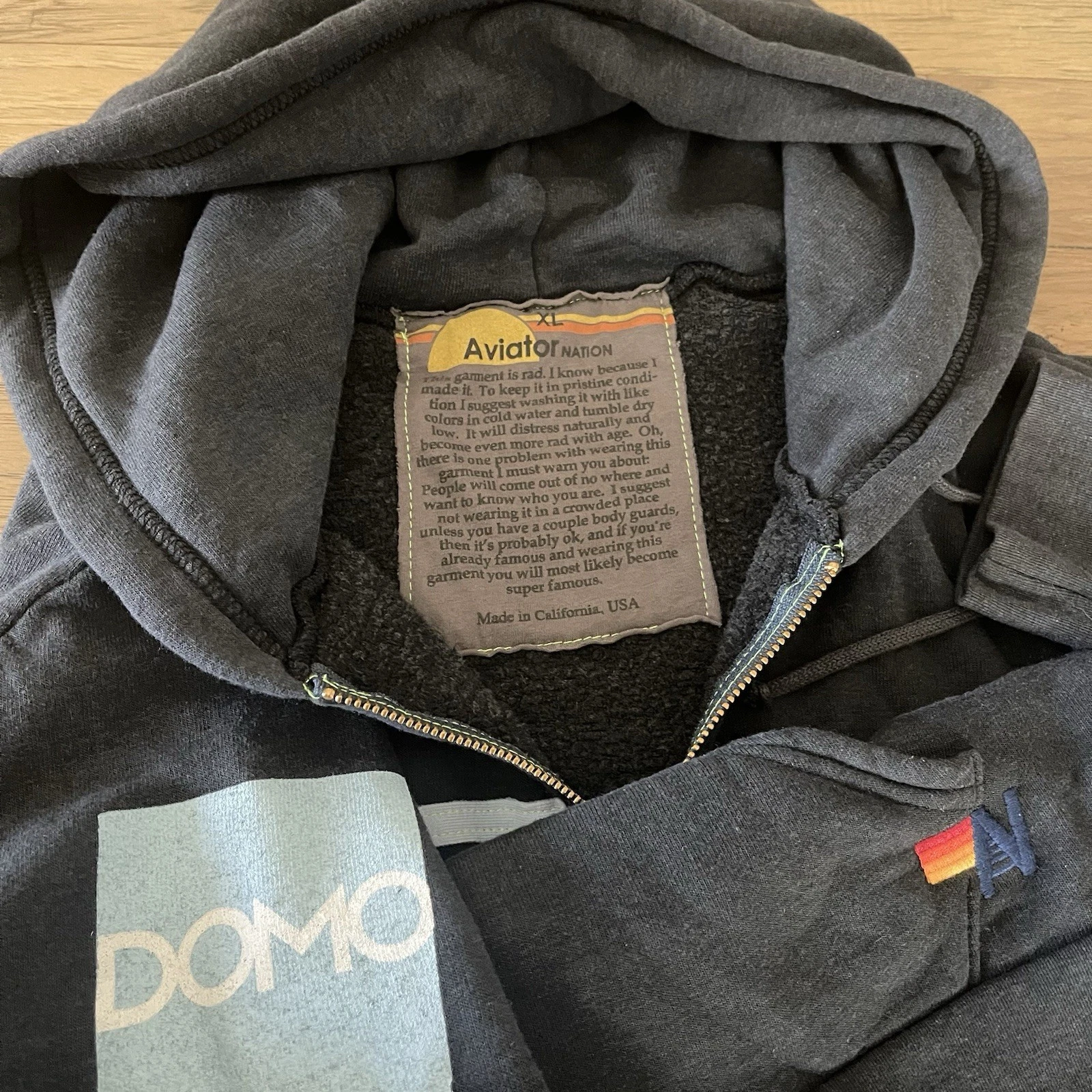 Aviator Nation Domo 5-Stripe Full Zip Hoodie Mens XL Classic Fleece Navy Blue
