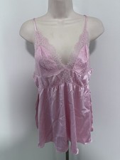 Victoria Secret Pink Slip Nightgown size L adjustable straps lace details satin