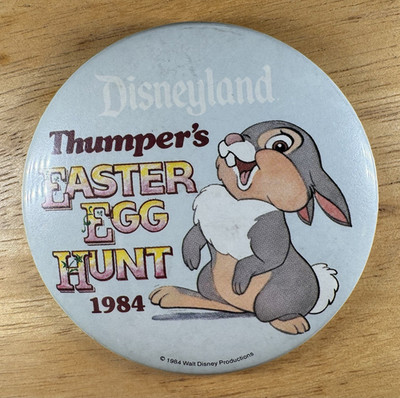 DISNEYLAND Thumper Easter Egg Hunt Button 1984 Vintage Bambi Walt Disney Prod 84