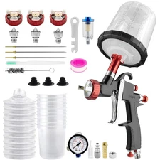 R500 Lvlp Air Spray Gun W/1.3/1.7/2.0mm Nozzles Houses Painting Car Furniture