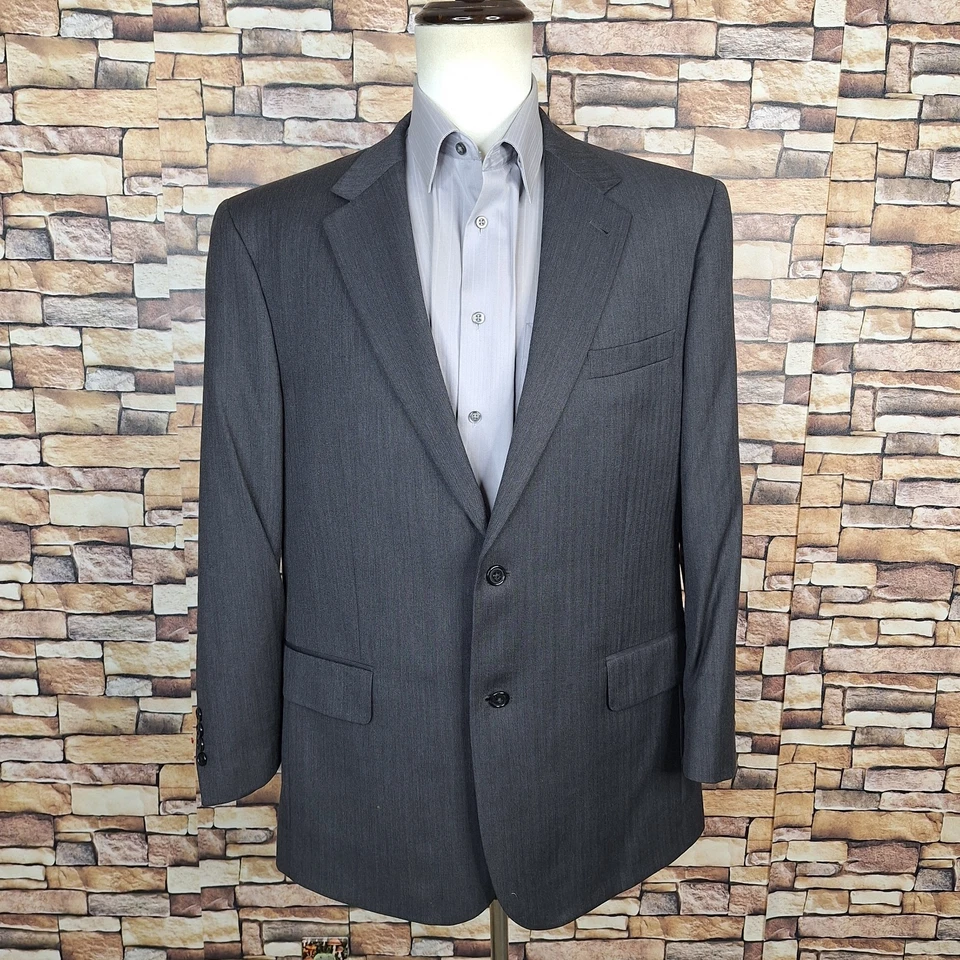 Traje Joseph A Bank 2 Piezas Para Hombre 44R 36X31 Gris Espiga Rayas Lana SV Foto 2 de 4