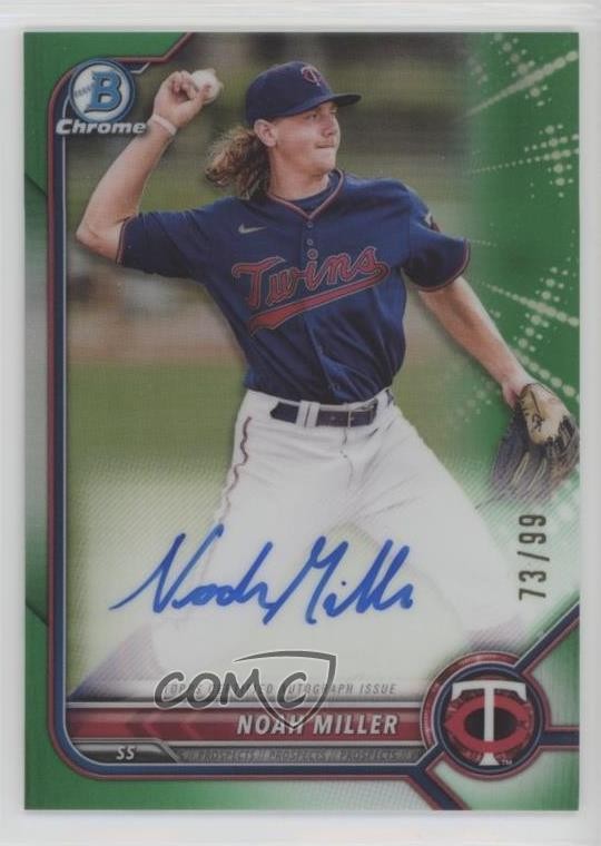2022 Bowman Chrome Prospect Green Refractor 73/99 Noah Miller #CPA-NM Auto 6wf