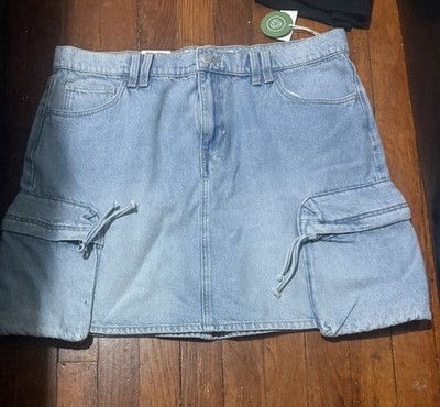 Clockhouse Women's Light Blue Denim Cargo Mini Skirt with Pockets & Drawstring