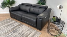 Sofology Carrera 2.5 Seater Leather Reclining Sofa in Trusty Embossed Jet Black