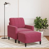 Sessel Mit Hocker Samt Weinrot 60 Cm Breite Elegante Sitzgruppe