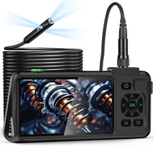 Triple Lens 1080P Borescope with 50FT Semi-Rigid Cable, 5" IPS Screen Endoscope
