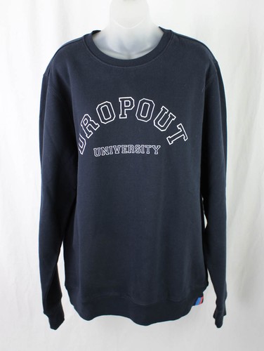 Kule Mister NWT Men's Navy Blue White Drop Out University Pullover Sweatshirt L