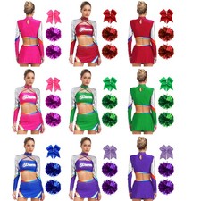 Women Outfits Dance Cheer Leader Uniform Cheerleading Stage Set Carnivals Party