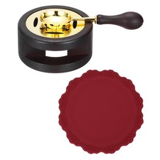 Wax Stamp Seal Kit Sealing Warmer Melting Spoon Silicone Pad Brown/Dark Red