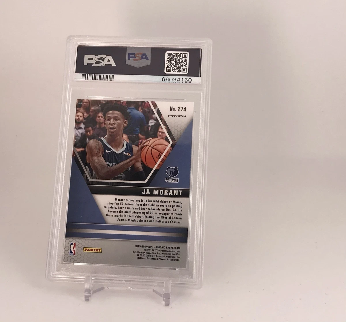 Panini Mosaic NBA 2019-20 RC Lot 2 Karten Ja Morant NBA Debut #274 PSA10/9
