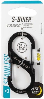 Nite Ize S-Biner SlideLock Stainless Steel Carabiner #3 - Black
