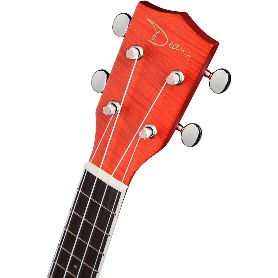 Ukulele Dean concerto chama bordo cetim âmbar transparente LN - Imagem 4 de 4