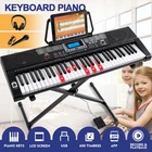 New 61Key Light Up Keys Electric Keyboard Piano w/Stand,Pedal,Headset,Microphone